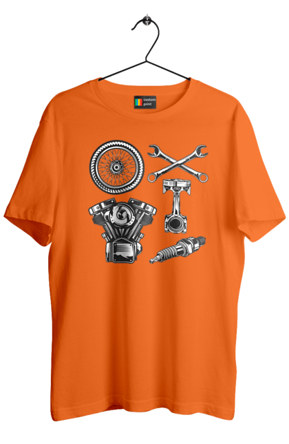 Футболка чоловіча з принтом "мото набір". Вінтаж, інструменти, мото, ретро. 2070702