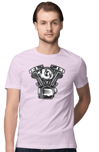 Men`s t-shirt with prints moto engine. Engine, moto, retro, vintage. 2070702