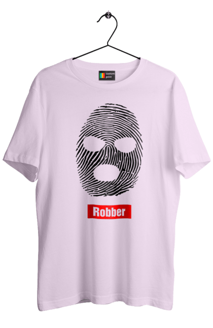 Футболка чоловіча з принтом "Відбиток Робер". Балаклава, відбиток, обличчя. 2070702