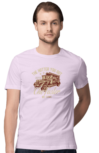 Футболка чоловіча з принтом "Пожежна машина". Вінтаж, пожежник, ретро. 2070702