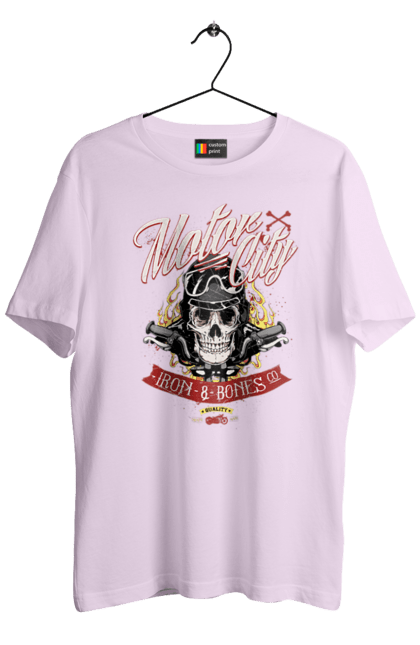 Men`s t-shirt with prints Motor City. Skull, weapon. 2070702