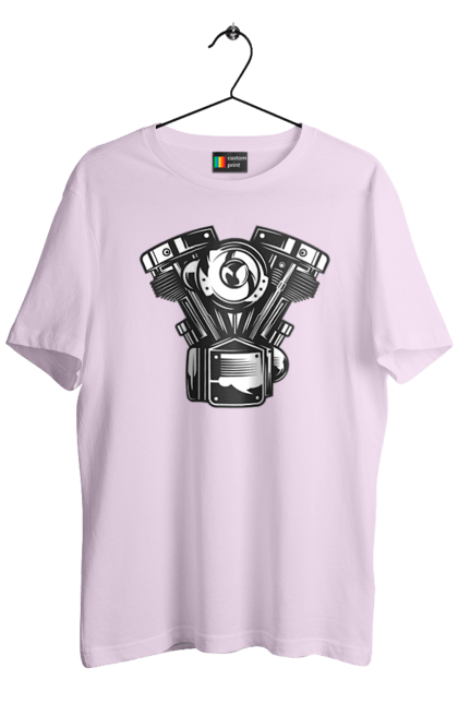 Men`s t-shirt with prints moto engine. Engine, moto, retro, vintage. 2070702