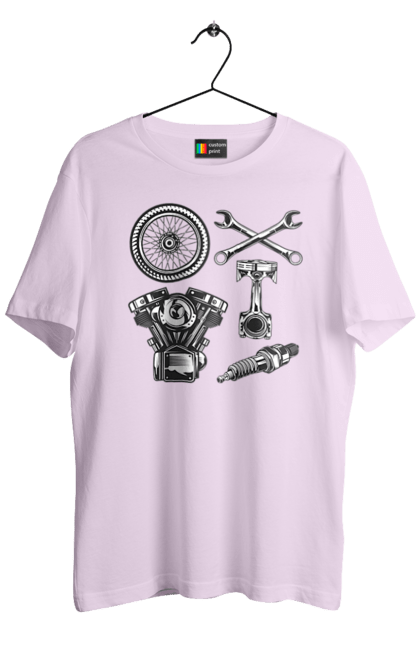 Футболка чоловіча з принтом "мото набір". Вінтаж, інструменти, мото, ретро. 2070702