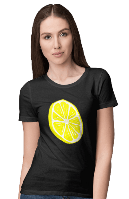 Футболка жіноча з принтом "Лимон". Великий, лимон, яскравий. 2070702