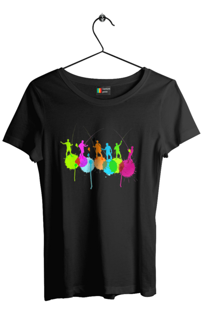 Футболка жіноча з принтом "Яскрава рибалка". Вудки, рибалка, рибалки. 2070702