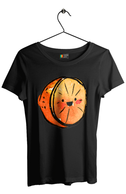 Футболка жіноча з принтом "Милий апельсин". Апельсин, літо, любий, смайлик. 2070702