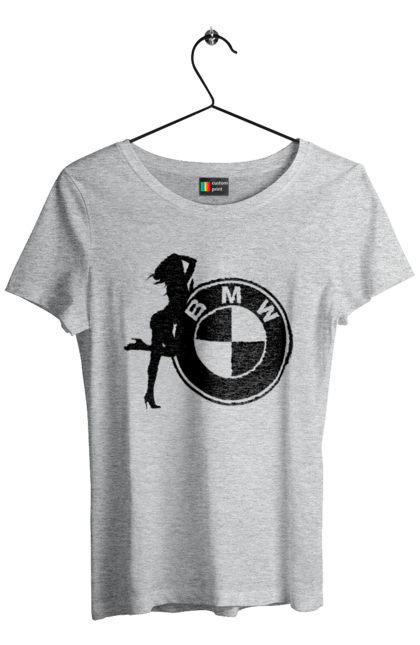 Футболка женская с принтом Bmw Girl. Бмв, машины. 2070702