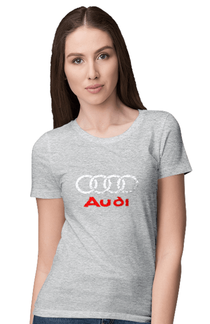 Women`s t-shirt with prints Audi Logotype. Audi, cars. 2070702