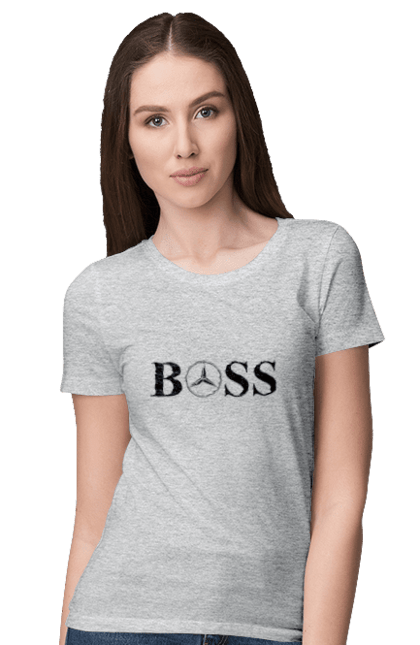 Women`s t-shirt with prints the boss of mercedes. Boss, cars, mercedes. 2070702