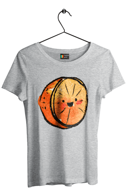 Футболка жіноча з принтом "Милий апельсин". Апельсин, літо, любий, смайлик. 2070702