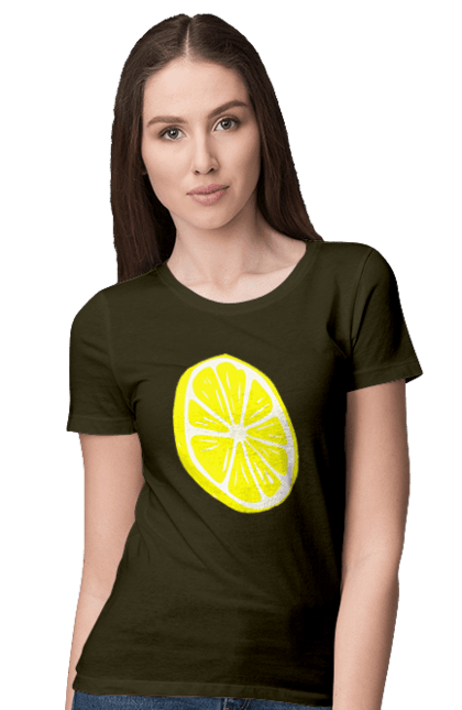 Футболка жіноча з принтом "Лимон". Великий, лимон, яскравий. 2070702