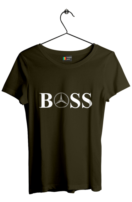 Футболка жіноча з принтом "бос Мерседес". Бос, машини, мерседес. 2070702