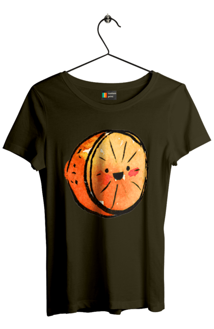 Футболка жіноча з принтом "Милий апельсин". Апельсин, літо, любий, смайлик. 2070702