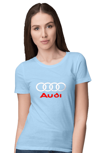 Women`s t-shirt with prints Audi Logotype. Audi, cars. 2070702