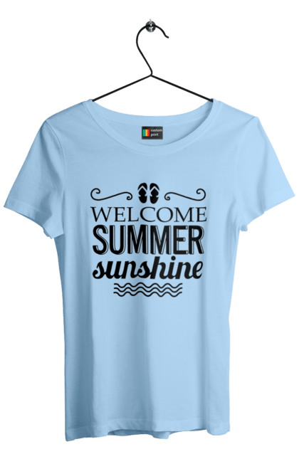 Футболка жіноча з принтом "Привіт літні заходи". Вьетнамки, літо, сонце. 2070702