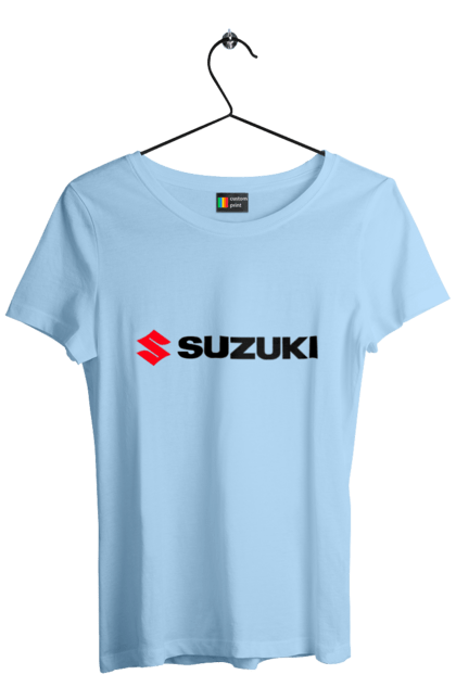 Women`s t-shirt with prints Suzuki logo. Auto, logo, machine, suzuki. 2070702
