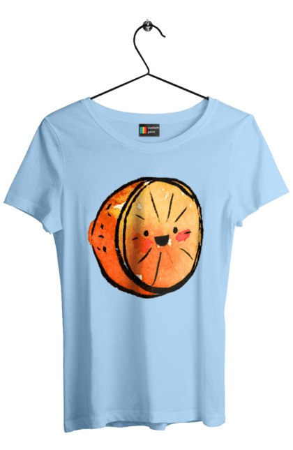 Футболка жіноча з принтом "Милий апельсин". Апельсин, літо, любий, смайлик. 2070702