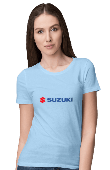 Women`s t-shirt with prints Suzuki 3 Redblue. Auto, logo, suzuki. 2070702