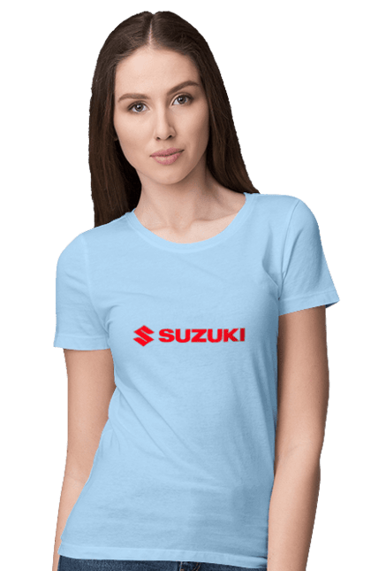 Women`s t-shirt with prints Suzuki 3 Red. Auto, logo, machine, suzuki. 2070702