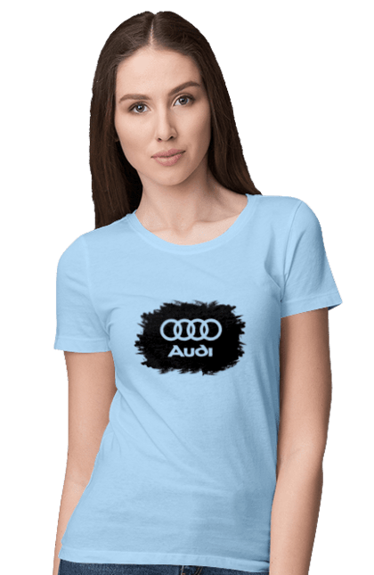 Women`s t-shirt with prints Audi black ravines. Audi, cars. 2070702