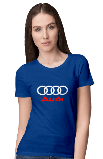 Women`s t-shirt with prints Audi Logotype. Audi, cars. 2070702