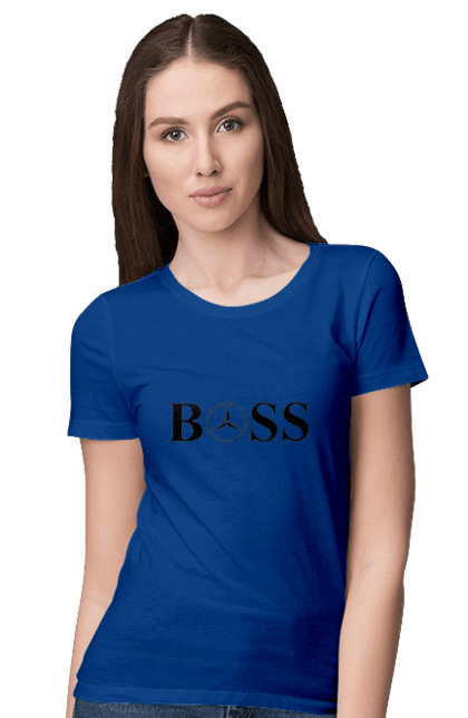 Women`s t-shirt with prints the boss of mercedes. Boss, cars, mercedes. 2070702