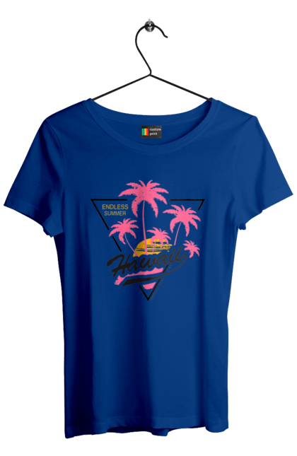 Футболка жіноча з принтом "Гаваї". Гаваї, пальми, сонце. 2070702