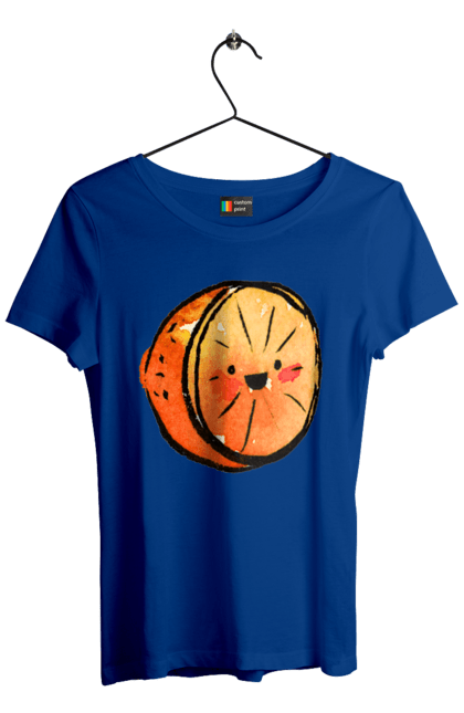Футболка жіноча з принтом "Милий апельсин". Апельсин, літо, любий, смайлик. 2070702