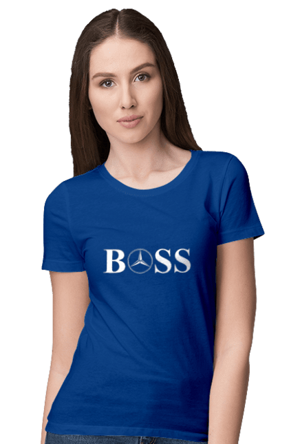 Women`s t-shirt with prints the boss of mercedes. Boss, cars, mercedes. 2070702