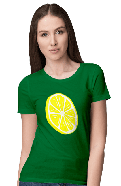 Футболка жіноча з принтом "Лимон". Великий, лимон, яскравий. 2070702