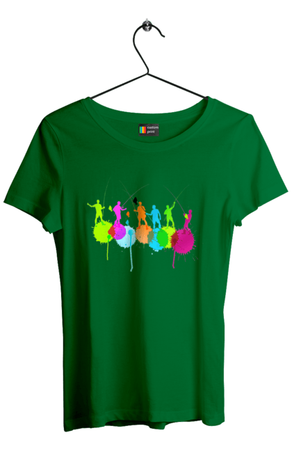 Футболка жіноча з принтом "Яскрава рибалка". Вудки, рибалка, рибалки. 2070702