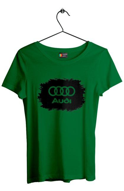 Футболка жіноча з принтом "Ауді чорний лого". Ауді, машини. 2070702
