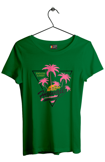 Футболка жіноча з принтом "Гаваї". Гаваї, пальми, сонце. 2070702