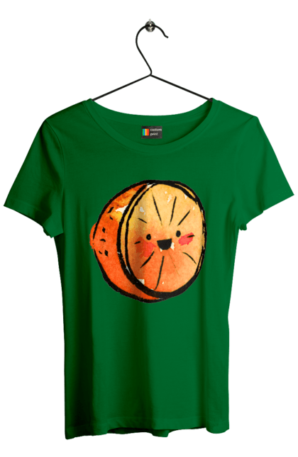 Футболка жіноча з принтом "Милий апельсин". Апельсин, літо, любий, смайлик. 2070702