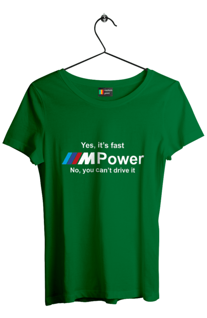 Футболка жіноча з принтом "M power white BMW". Бмв, м серія. 2070702