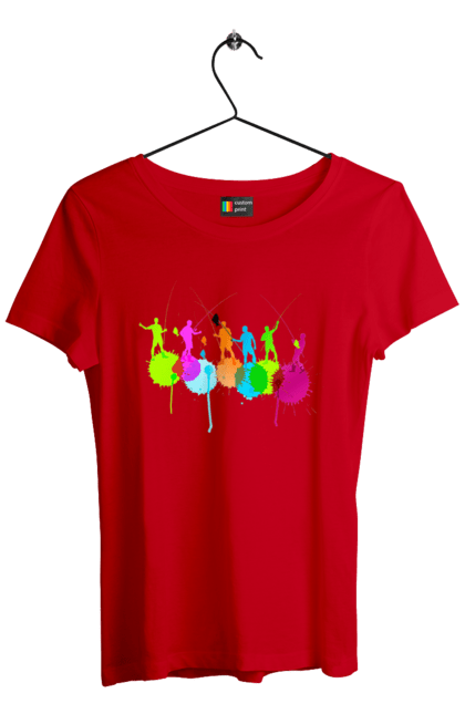 Футболка жіноча з принтом "Яскрава рибалка". Вудки, рибалка, рибалки. 2070702