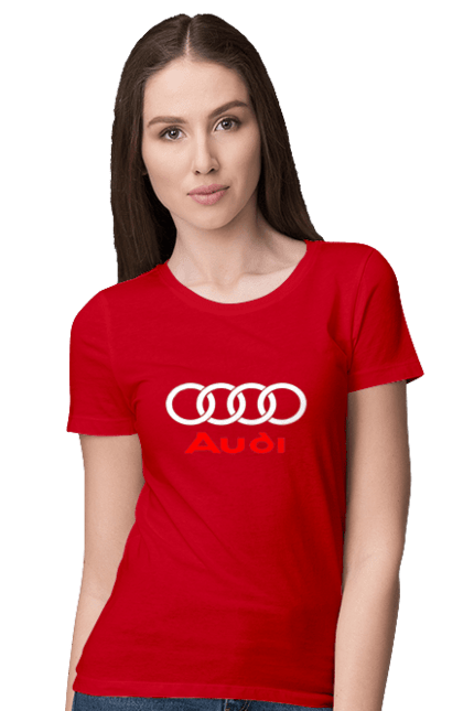 Women`s t-shirt with prints Audi Logotype. Audi, cars. 2070702