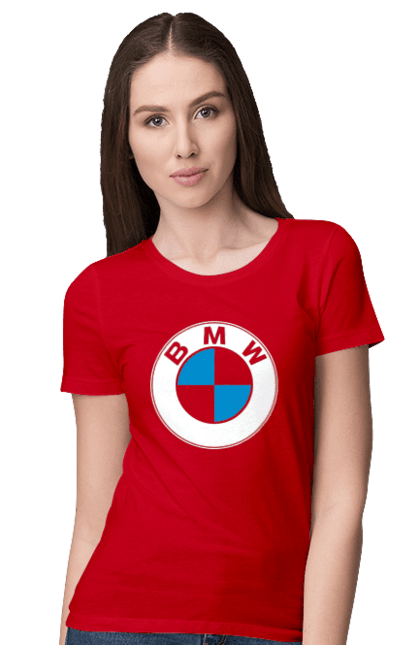 Футболка женская с принтом Bmw Logo. Бмв, машины. 2070702