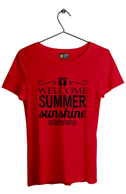 Футболка жіноча з принтом "Привіт літні заходи". Вьетнамки, літо, сонце. 2070702