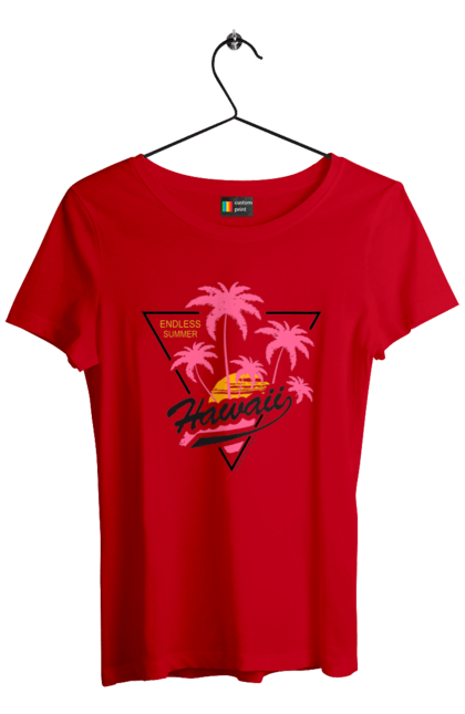 Футболка жіноча з принтом "Гаваї". Гаваї, пальми, сонце. 2070702