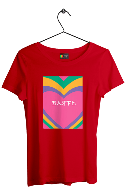 Футболка жіноча з принтом "Блять кольоровий". Ієрогліфи, напис. 2070702