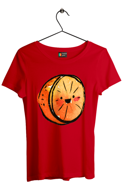 Футболка жіноча з принтом "Милий апельсин". Апельсин, літо, любий, смайлик. 2070702