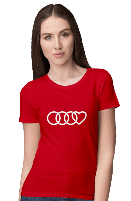 Women`s t-shirt with prints Audi heart. Audi, cars, heart. 2070702