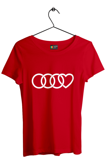 Women`s t-shirt with prints Audi heart. Audi, cars, heart. 2070702
