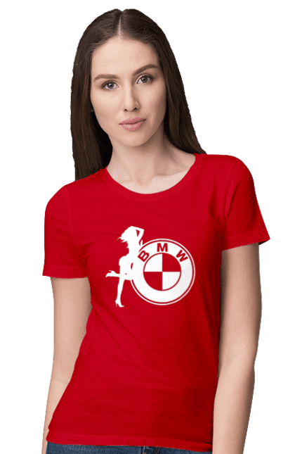 Футболка женская с принтом Bmw Girl. Бмв, машины. 2070702