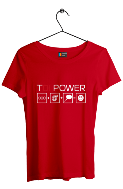 Футболка жіноча з принтом "TDI Power Audi". Ауді, машини. 2070702