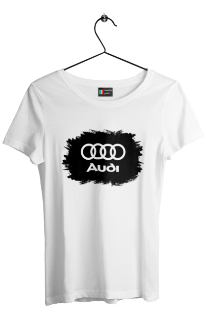 Футболка жіноча з принтом "Ауді чорний лого". Ауді, машини. 2070702