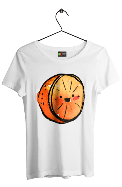 Футболка жіноча з принтом "Милий апельсин". Апельсин, літо, любий, смайлик. 2070702