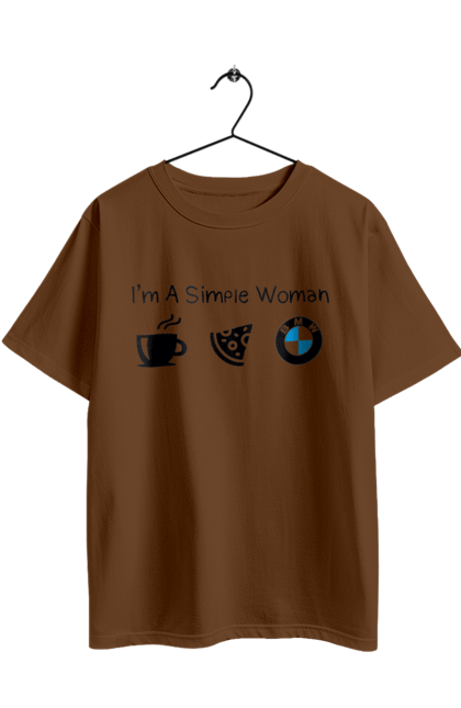 Oversized t-shirt with prints Simple woman, BMW. Bmw, cars, coffee, pizza. 2070702