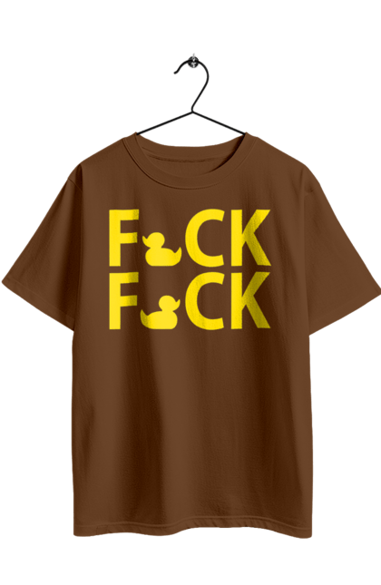 Футболка оверсайз з принтом "Дак Фак жовтий". Качечки, напис, прикол, фак фак. 2070702